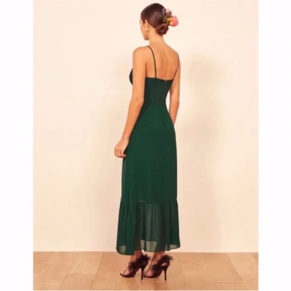 NEW Reformation Emersyn Dress Emerald 2 - Picture 14 of 17